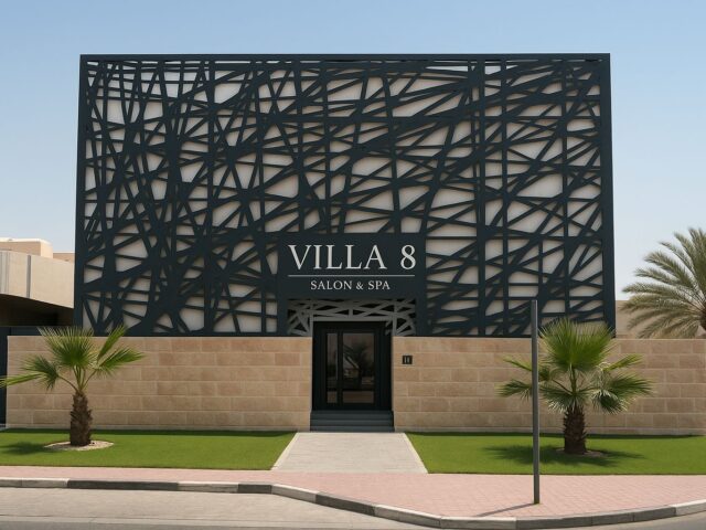 High-end salon and spa in Jumeirah 3 Dubai with private parking, exclusive modern villa design, and elegant spa branding