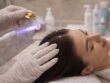 Professional anti-dandruff scalp treatment being performed at Villa 8 Ladies Salon & Spa in Jumeirah, showing a targeted scalp therapy in a clean, luxury salon setting.