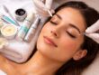 Woman receiving an InLei Italian lash lift and tint treatment with keratin lash filler at Villa 8 Ladies Salon and Spa in Jumeirah Dubai.